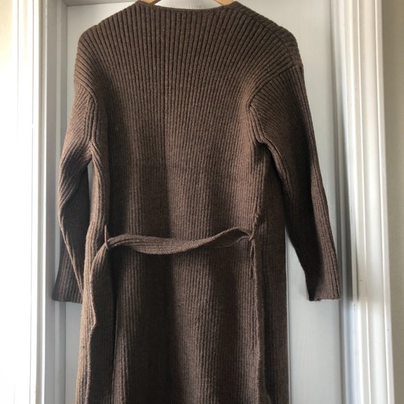 AMADI Anthropologie Long Sweater Cardigan Duster Rib Knit Brown size S - Picture 9 of 13